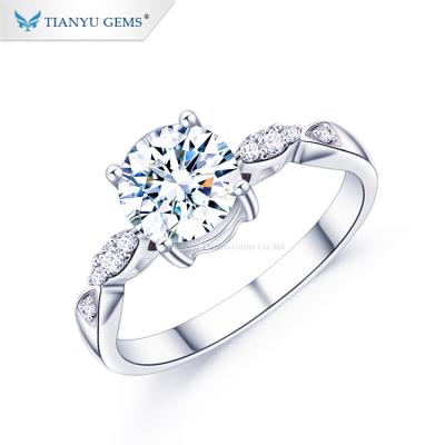 China FASHIONABLE Tianyu gems gold rings for women 1.25ct around moissanite ring simple style discounted cheap price for sale