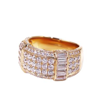 China Hiphop Tianyu Customized Customized Baguette Cut& Round Lab Diamond Men's Gold Wedding Band Jewelery Ring for sale