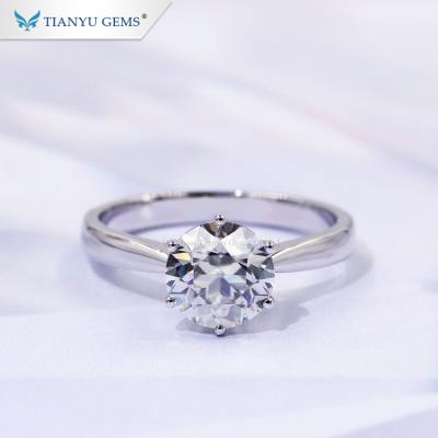 China Tianyu CLASSIC Moissanite 1.25ct OEC Single Rings Cut ForeverOne Moissante Diamond With 14K Gram Gold Rings for sale