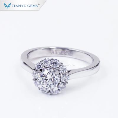 China Vintage Tianyu gems customized jewelry engagement rings 0.5ctw diamond moissanite rings price for sale