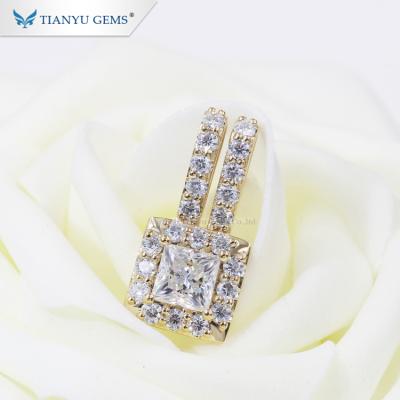 China Moissanite CLASSIC Diamond 14k 18k Tianyu 1ct Gold Material Fashion Pendant Necklaces for sale