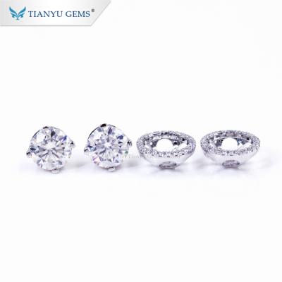 China Fashion Vintage Tianyu Gems New Style Super White Moissanite Diamond and Sapphire Earrings for sale