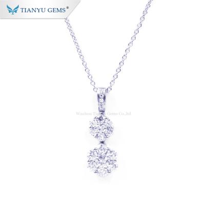 China Trendy Tianyu Jewelry DEF Moissanite 10K Gold Gems White Gold Pendant Trendy Necklace for sale