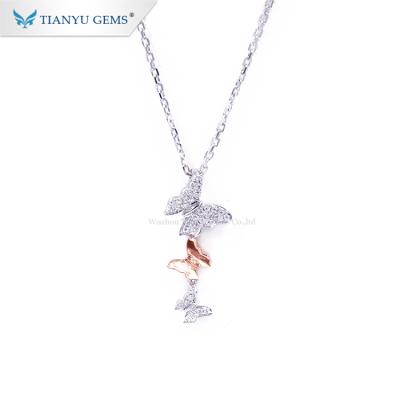 China FASHION Jewelry Moissanite 14K Pendant Rose Gold White Tianyu Gems Gold Necklace for sale