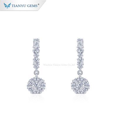 China FASHIONABLE White Gold Tianyu Gems Gold Jewelry Earring 10K Moissanite White Gold Charm Drop Earrings Wholesale Gold for sale