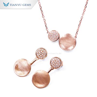 China White E&F 14K Rose Gold With Earring Necklace Ladies Jewelry Sets Moissanite Tianyu Gems Gold FASHION Jewelry for sale