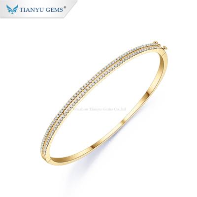 China Custom Tianyu FASHIONABLE Gems Bracelet 14k 18k Pure Yellow Gold With Synthetic Diamond For Girls for sale