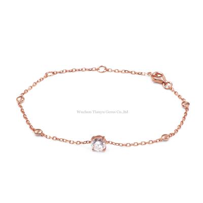 China FASHIONABLE chain Tianyu gems hand fashion 14k rose and white gold moissanite chain bracelet for sale