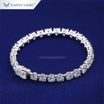 China Tianyu FASHIONABLE Gems Jewelry 10K Luxury White Round Moissanite Gold Tennis Bracelet For Women for sale