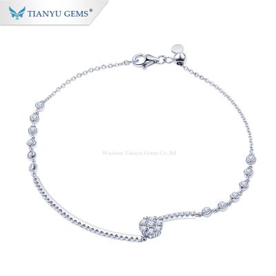 China Popular Tianyu FASHIONABLE gems 10k white gold fashion moissanite bracelet charms for sale