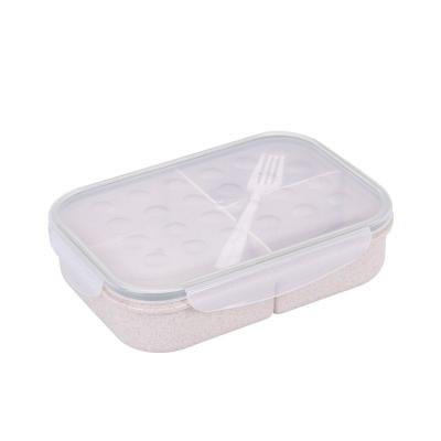 China Sustainable Wheat Straw Bento Separated Lunch Box Microwave Lunch Box Passionate Student With Spoon Fork for sale