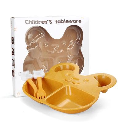 China 2022 Amazon Sustainable Hot Sale Kids Meal Tray Set Biodegradable Dishes and Dishes Wheat Straw Tableware Western Dish Set for sale