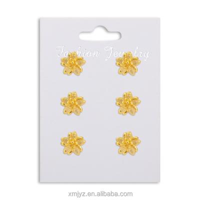 China French Romantic Minimalist Style Retro Brass Celi Gold Plated Flower Shaped Earrings Netted Red for sale