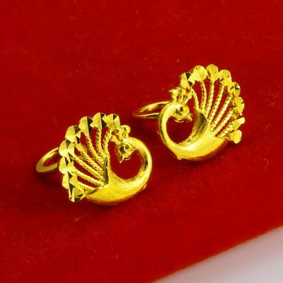 China Pure Romantic Gold Women's 9999 Pure Earrings Wedding Earrings Wedding Real Jewelry Peacock Phoenix Gold Jewelry for sale