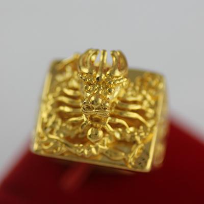 China Dragon Head Ring Brass Gold bossy CLASSIC plated Dragon Ring Boss Ring Live Mouth micro business of men for sale