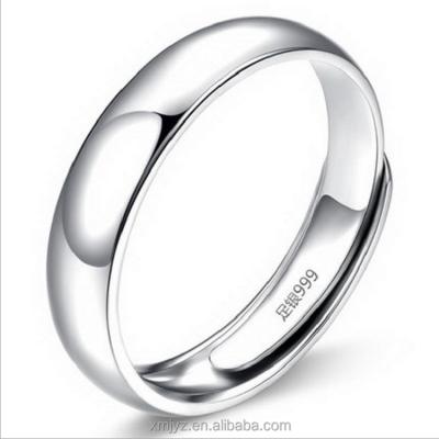 China S999 CLASSICS Sterling Silver Glossy Simple Ring Open Ring Men And Women Couple's Silver Ring Holiday Gift for sale