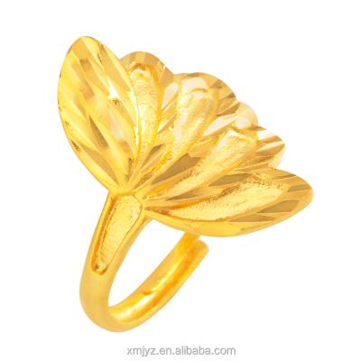 China New CLASSIC Alien Ring Big Lotus Leaf Open Ring Female Brass Gold-Plated Geometric Wind of Times Ring for sale