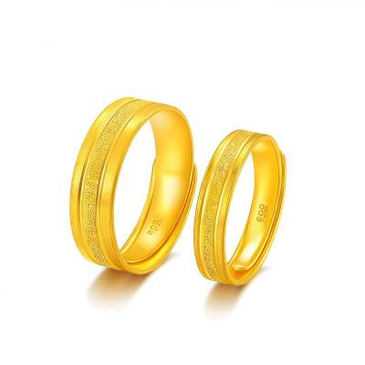 China F00047 Wholesale Custom Brass Jewelry CLASSIC Love Forever Couples Ring Wedding Set 24k Gold Plated Bridal for sale