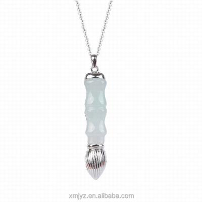 China CLASSIC 925 Silver A Cargo Silver Inlaid Jade Pendant Natural Genuine Jade Sterling Silver Pendant Pendant for sale