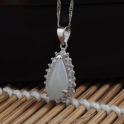 China CLASSIC Cargo Natural Jade Drop Pendant S925 Bean Green Jade Pendant Necklace Silver Inlaid Jade Pendant From A for sale