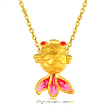 China 999 Pure Gold Painted 24K Gold 3D Goldfish Hard Pendant CLASSIC for sale