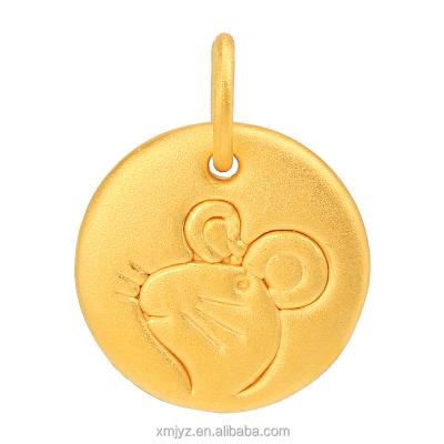 China CLASSIC 999 Pure Gold Zodiac 12 Gold 3D Zodiac Pendant Hard Necklace Painted Enamel Factory Price for sale