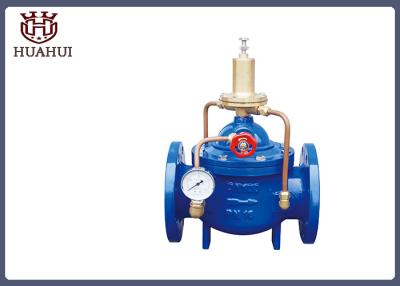 China Double Flange Water Pressure Relief Valve Brass Pilot With Pressure Gauge for sale