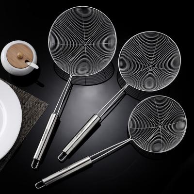 China Disposable Chinese Stainless Steel Hotpot Soup Spoon Sieve Frying Line Household Net Leak Sieve Kitchen Utensils Sets Large for sale