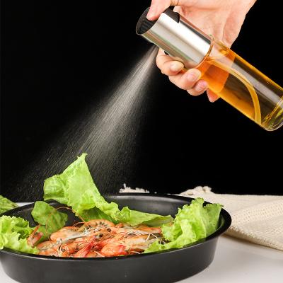 China Spray Oil ABS Oil Push Type Sprayer Bottle Household Oil Bottle Glass BBQ Oil Seasoning Sprayer for sale