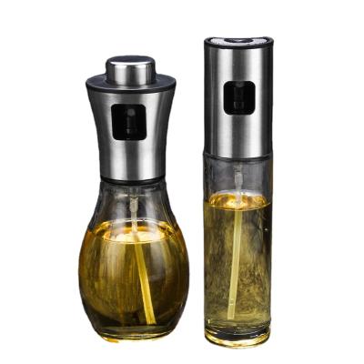 China Type Oil Bottle Food Grade BBQ Salad Dressing Spray Stainless Steel Spray Bottle Glass Push Bottle for sale