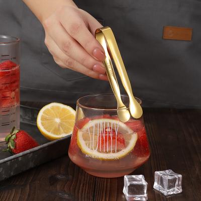 China Small Household Viable Kitchen Ice Tongs 304 Stainless Steel Ice Holder Dessert Cube Mixer Finger Ice Rack for sale