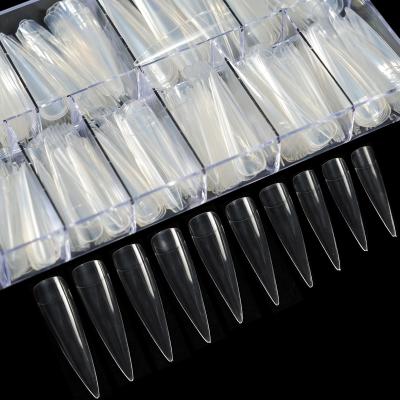 China 2022 New Design Factory Sale 500Pcs Salon Manicure DIY Supply Directly Nail Art Tips Long Stiletto Half Cover for sale