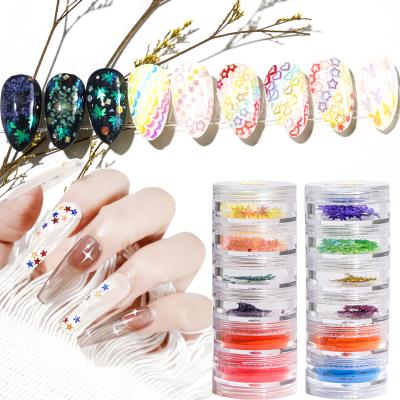 China Dry Flower Decorate Nail 2022 New 38 Styles 6 Pots Set Glitter Sequins Flakes Rhinestone Dry Flowers Shell Pearl 3D Decoration DIY Press Dry Flower for sale