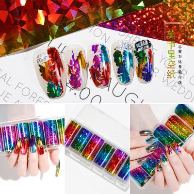 China Easy Apply Autumn New 6 Pcs/Box Gradient Laser Spot Nail Foil For Nail Decoration for sale