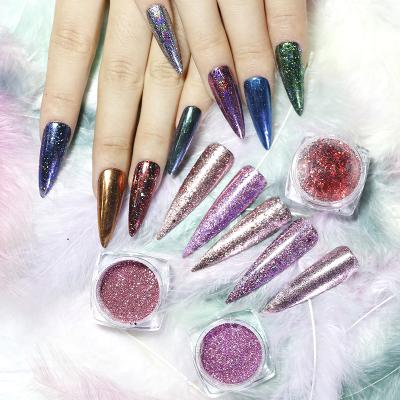 China Nail Art DIY 6 Color Laser Nail Powder Acrylic Powder Blue Green Purple Powder Set for sale