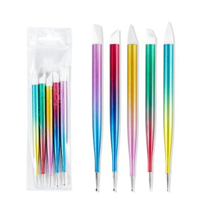 China NAIL 5 Pcs/set Laser Acrylic Nail Dotting Pen Liner Brush Double Side Gel Nail Brush Set Nail Brush Pen for sale