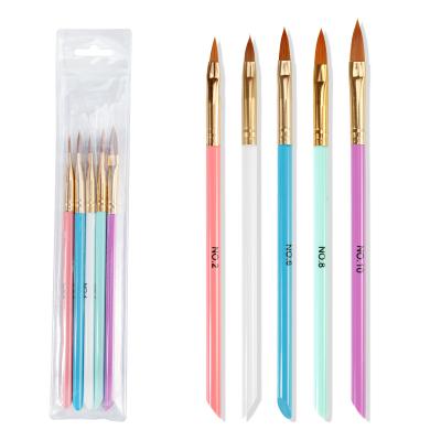 China NAIL 5 Pcs Nail Art Brush Kit Blue Manicure Nail Brush Pink Acrylic Paint Pen for sale