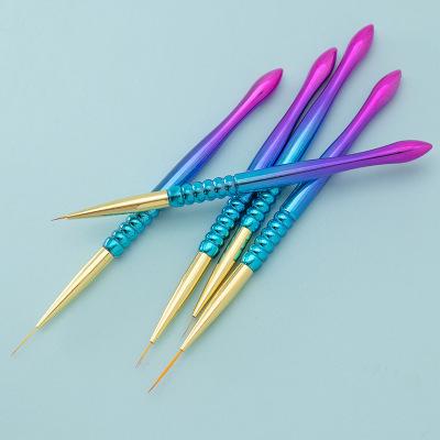 China NAIL 5 Pcs/Set Line Painting Nail Art Brush Kit Blue Manicure Purple Nail Brush Pen Set for sale