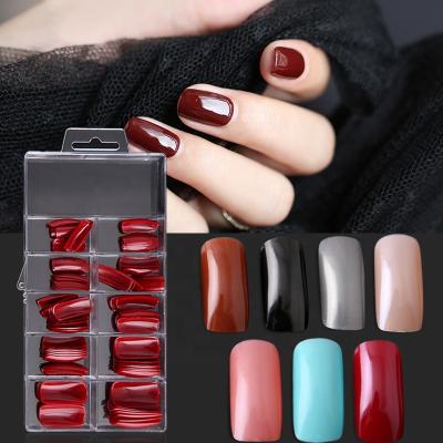 China Wholesale 7 Colors 7 Colors 100Pcs/Box Design Acrylic UV Nail Art French False Nails Half Gel Tips for sale