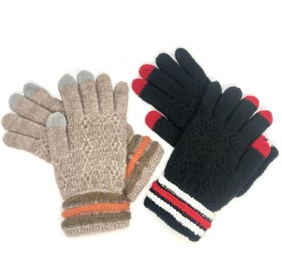 China Factory direct sales touch screen knit winter gloves warm gloves three color jacquard wrist gloves for sale