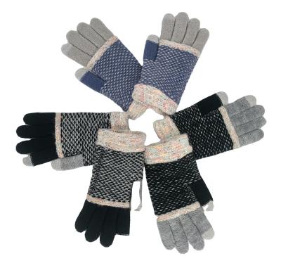 China Factory Direct Selling Touch Screen Knit Warm Winter Gloves Tie Dye Color Jacquard Wrist Gloves for sale