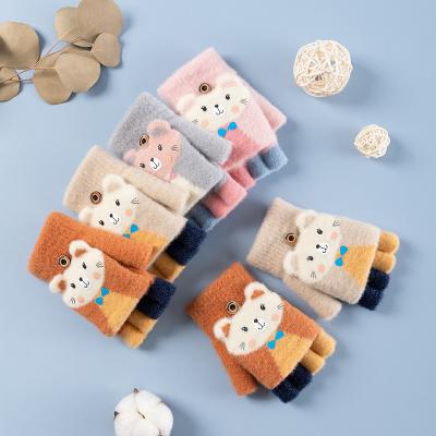 China 2022 New Touching Cute Animal Mittens Knitted Half Fingers Woolen Gloves Factory Sale Winter Gloves Girl Warm Gloves Directly for sale