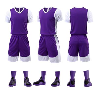 China 2022 High Quality Hot Selling Basketball Uniform Antibacterial Jersey For Team Men And Kids Basketball Kits for sale