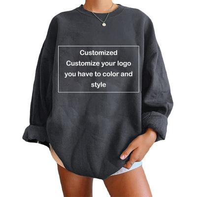 China Wholesale Print Women Sweatshirts Windproof Vintage Totes Oversized Crewneck Tops Woman Drop-Shoulder Pullovers S for sale