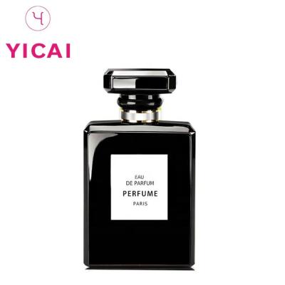 China Free Sample Personal Care OEM 50ml Perfume Glass Bottle Black Luxury Square Spray Bottle For Perfume for sale