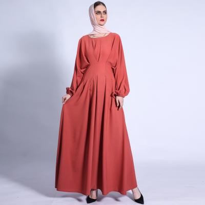 China Two Layers Chiffon With Lace Embroidery Woolen New Design Long Sleeve Dress Three Dimensional Color Chiffon Muslim Maxi Dress Orange Islamic Clothing Maxi Abaya Long for sale