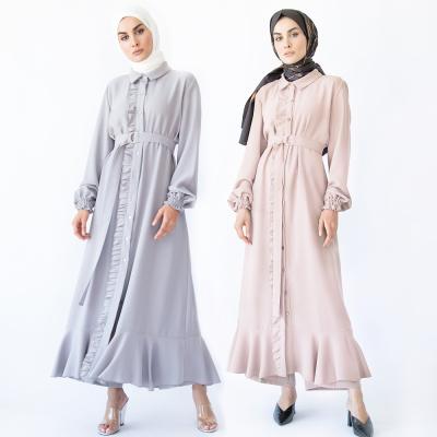 China 2020 formal casual daily new abaya pleated muslim abaya dresses american european placket dress islamicclothing for sale