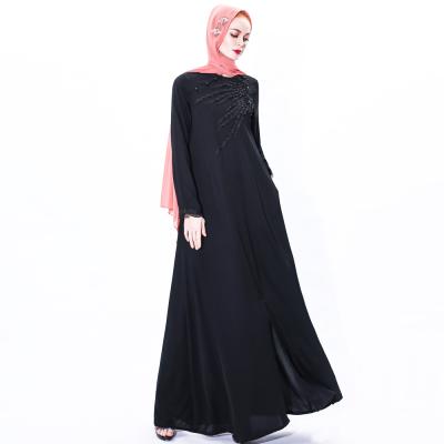 China Ruffles trim from center front top down to bottom high quality muslim women dresses islamic clothing polyester fabric abaya for sale