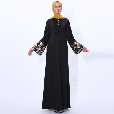 China 2020 New High End Embroidered Flared Formal Casual Daily Sleeve Women Dress Muslim Abaya Islamic Clothing for sale