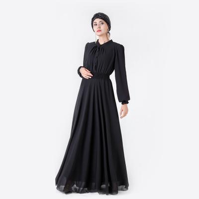 China 2021abaya women's luxury muslim clothing dress covered button double layer chiffon long skirt 7002 for sale